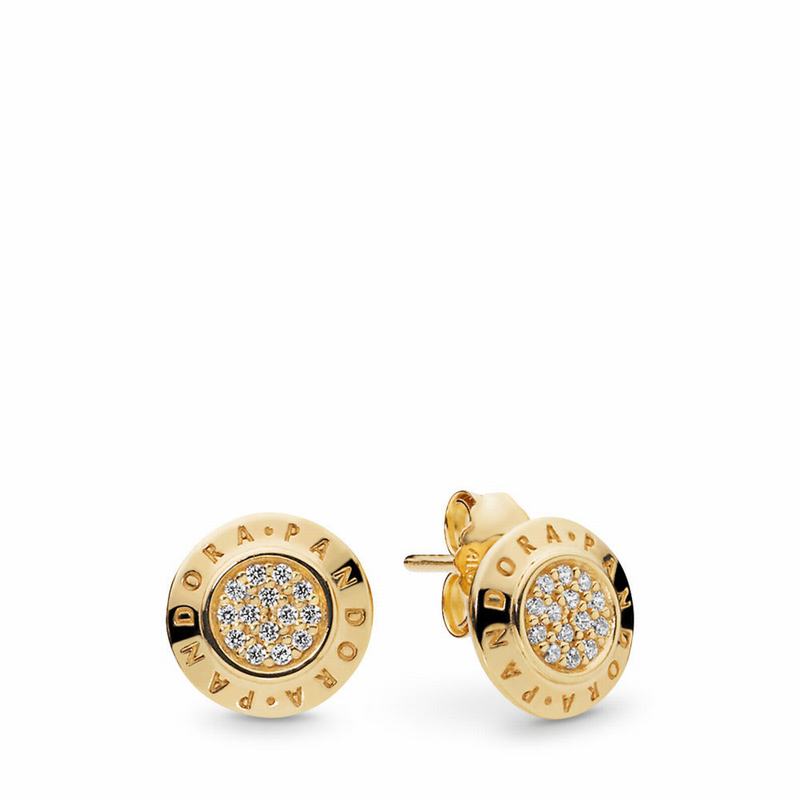 Pandora Shine™ Signature Stud Earrings - 18ct Gold Plated/Cubic Zirconia - Canada | TW5267EW